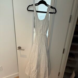 White cotton maxi dress with full skirt